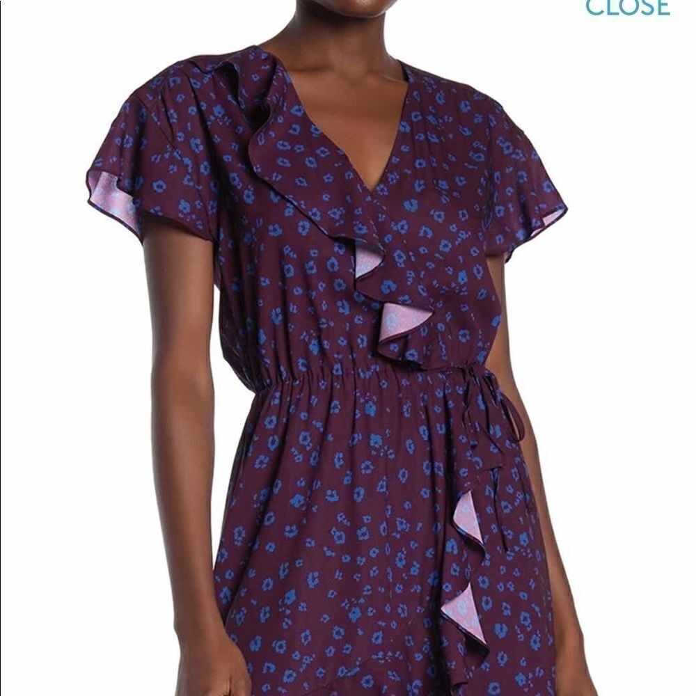 PARKER midi dress flutter sleeves ruffled front elastic waist size S